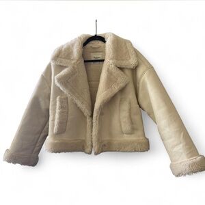 Abercrombie & Fitch Off-White Shearling Jacket